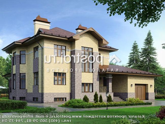 N-353-1K проект двухэтажного коттеджа из кирпича с цоколем и гаражом размером 16 на 18 N-353-1K проект двухэтажного коттеджа из кирпича с цоколем и гаражом размером 16 на 18