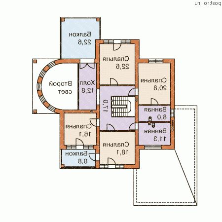 N-377-1K проект двухэтажного коттеджа из кирпича с гаражом размером 19 на 20  - 2-й этаж