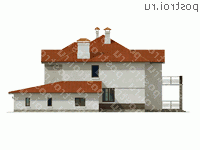 N-377-1K проект двухэтажного коттеджа из кирпича с гаражом размером 19 на 20  - вид слева