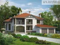 N-377-1K проект двухэтажного коттеджа из кирпича с гаражом размером 19 на 20 