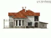 N-377-1K проект двухэтажного коттеджа из кирпича с гаражом размером 19 на 20  - вид справа