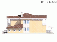 N-409-1K проект двухэтажного дома из кирпича с гаражом размером 20 на 21  - вид слева