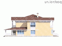 N-409-1K проект двухэтажного дома из кирпича с гаражом размером 20 на 21  - вид справа