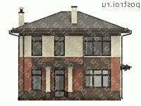 O-131-1K проект двухэтажного дома из кирпича размером 9 на 9 - вид спереди O-131-1K проект двухэтажного дома из кирпича размером 9 на 9 - вид спереди