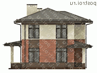 O-131-1K проект двухэтажного дома из кирпича размером 9 на 9 - вид слева O-131-1K проект двухэтажного дома из кирпича размером 9 на 9 - вид слева