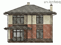 O-131-1K проект двухэтажного дома из кирпича размером 9 на 9 - вид сзади O-131-1K проект двухэтажного дома из кирпича размером 9 на 9 - вид сзади