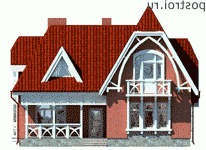 O-159-1K проект двухэтажного дома из кирпича размером 12 на 12  - вид спереди