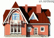 O-159-1K проект двухэтажного дома из кирпича размером 12 на 12  - вид сзади