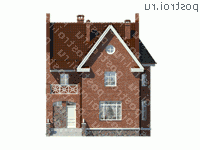 O-177-1K проект двухэтажного дома из кирпича с мансардой размером 13 на 11  - вид спереди