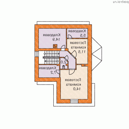 O-177-1K проект двухэтажного дома из кирпича с мансардой размером 13 на 11  - мансарда