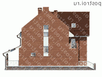 O-177-1K проект двухэтажного дома из кирпича с мансардой размером 13 на 11  - вид справа