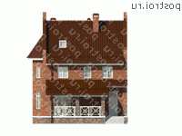 O-177-1K проект двухэтажного дома из кирпича с мансардой размером 13 на 11  - вид сзади