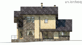 O-186-1K проект одноэтажного дома из кирпича с мансардой размером 10 на 13  - вид спереди