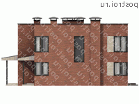 O-202-1K проект двухэтажного дома из кирпича размером 13 на 12 - вид слева O-202-1K проект двухэтажного дома из кирпича размером 13 на 12 - вид слева