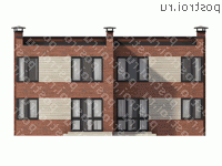 O-202-1K проект двухэтажного дома из кирпича размером 13 на 12 - вид сзади O-202-1K проект двухэтажного дома из кирпича размером 13 на 12 - вид сзади