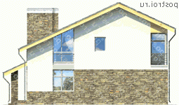 O-204-1P проект одноэтажного дома из пенобетона с мансардой размером 14 на 16  - вид справа