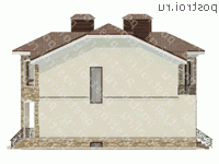 O-241-1K проект двухэтажного дома из кирпича с гаражом размером 15 на 15  - вид слева