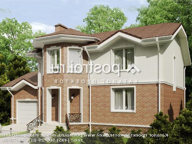 O-241-1K проект двухэтажного дома из кирпича с гаражом размером 15 на 15 