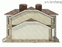 O-241-1K проект двухэтажного дома из кирпича с гаражом размером 15 на 15  - вид справа