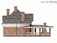 O-262-1K проект двухэтажного дома из кирпича с мансардой размером 20 на 19 - вид справа O-262-1K проект двухэтажного дома из кирпича с мансардой размером 20 на 19 - вид справа