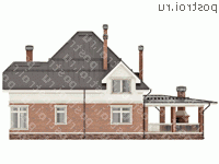 O-262-1K проект двухэтажного дома из кирпича с мансардой размером 20 на 19 - вид сзади O-262-1K проект двухэтажного дома из кирпича с мансардой размером 20 на 19 - вид сзади