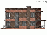 O-302-1K проект двухэтажного коттеджа из кирпича с гаражом размером 13 на 13 - вид слева O-302-1K проект двухэтажного коттеджа из кирпича с гаражом размером 13 на 13 - вид слева