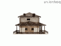 O-340-1K проект двухэтажного дома из кирпича с гаражом размером 25 на 10  - вид слева