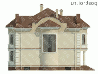 O-471-1K проект двухэтажного дома из кирпича с цоколем размером 19 на 17  - вид справа