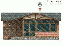 P-044-1P проект одноэтажной бани из пеноблока размером 6 на 8  - вид спереди