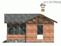 P-044-1P проект одноэтажной бани из пеноблока размером 6 на 8  - вид слева