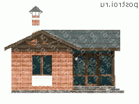 P-044-1P проект одноэтажной бани из пеноблока размером 6 на 8  - вид справа