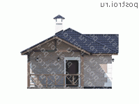 P-056-1P проект одноэтажной бани из пеноблока размером 6 на 9  - вид спереди