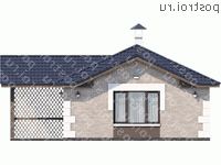 P-056-1P проект одноэтажной бани из пеноблока размером 6 на 9  - вид слева