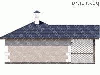 P-056-1P проект одноэтажной бани из пеноблока размером 6 на 9  - вид справа