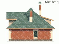 P-087-1P проект одноэтажной бани из пеноблока с мансардой размером 7 на 9  - вид слева