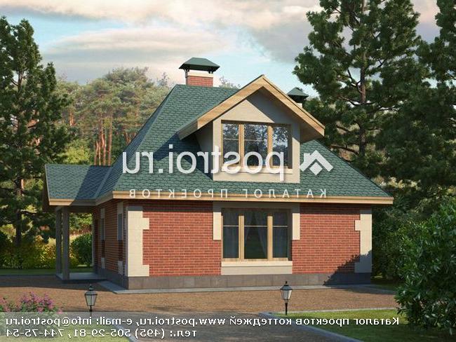 P-087-1P проект одноэтажной бани из пеноблока с мансардой размером 7 на 9 