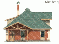 P-087-1P проект одноэтажной бани из пеноблока с мансардой размером 7 на 9  - вид справа