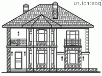 P-161-1P проект двухэтажного дома из пеноблоков размером 11 на 11 - вид спереди