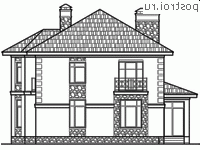P-161-1P проект двухэтажного дома из пеноблоков размером 11 на 11 - вид слева