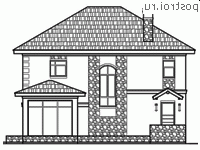 P-161-1P проект двухэтажного дома из пеноблоков размером 11 на 11 - вид сзади