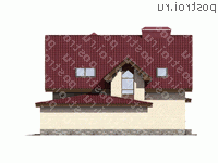 P-220-1K проект двухэтажного коттеджа из кирпича с гаражом размером 16 на 13  - вид слева