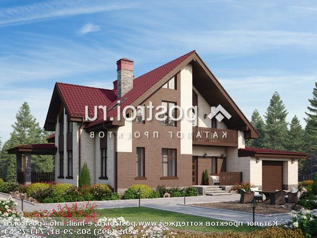 P-220-1K проект двухэтажного коттеджа из кирпича с гаражом размером 16 на 13 