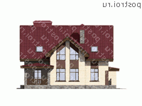 P-220-1K проект двухэтажного коттеджа из кирпича с гаражом размером 16 на 13  - вид справа