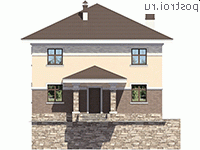 P-258-1P проект двухэтажного коттеджа из пеноблоков с цоколем размером 10 на 11 - вид спереди P-258-1P проект двухэтажного коттеджа из пеноблоков с цоколем размером 10 на 11 - вид спереди