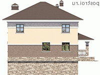 P-258-1P проект двухэтажного коттеджа из пеноблоков с цоколем размером 10 на 11 - вид справа P-258-1P проект двухэтажного коттеджа из пеноблоков с цоколем размером 10 на 11 - вид справа