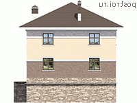 P-258-1P проект двухэтажного коттеджа из пеноблоков с цоколем размером 10 на 11 - вид сзади P-258-1P проект двухэтажного коттеджа из пеноблоков с цоколем размером 10 на 11 - вид сзади