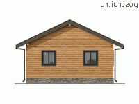 Q-056-1S проект одноэтажного каркасного дома размером 8 на 11 - вид сзади Q-056-1S проект одноэтажного каркасного дома размером 8 на 11 - вид сзади