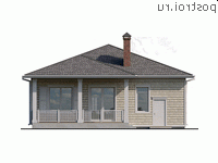 Q-115-1P проект одноэтажного коттеджа из пенобетона с гаражом размером 12 на 16 - вид сзади Q-115-1P проект одноэтажного коттеджа из пенобетона с гаражом размером 12 на 16 - вид сзади