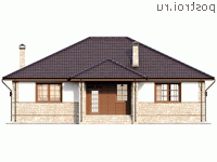 Q-133-1P проект одноэтажного дома из газобетона размером 15 на 11 - вид спереди Q-133-1P проект одноэтажного дома из газобетона размером 15 на 11 - вид спереди