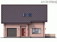 Q-143-1P проект одноэтажного дома из газобетона с мансардой и гаражом размером 13 на 10 - вид спереди